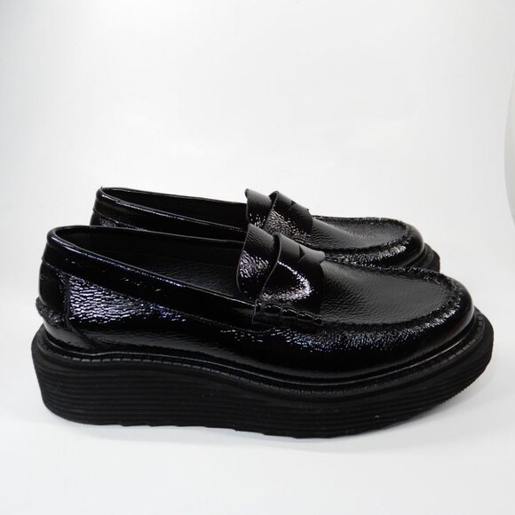 Pedro Garcia Sloan Platform Penny Loafers EU 39 9 Black Patent Leather NEW $660 - Picture 9 of 16